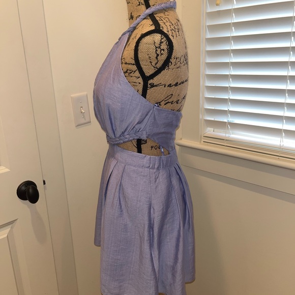 DO + BE Romper - purple cut out romper with pockets - Picture 3 of 4